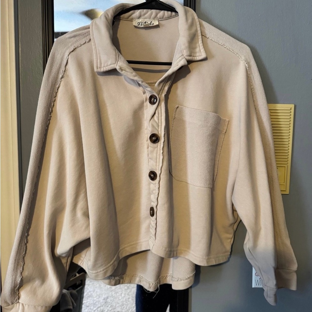 Listicle Beige Crewneck Top